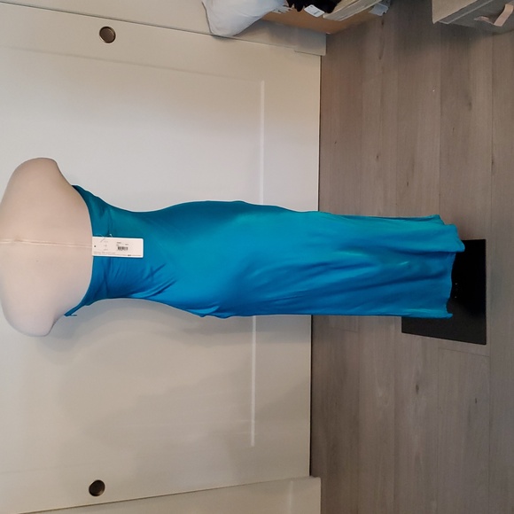 SNDYS Blue Strapless silky  satiny maxi Dress Size S good condition - Picture 4 of 8
